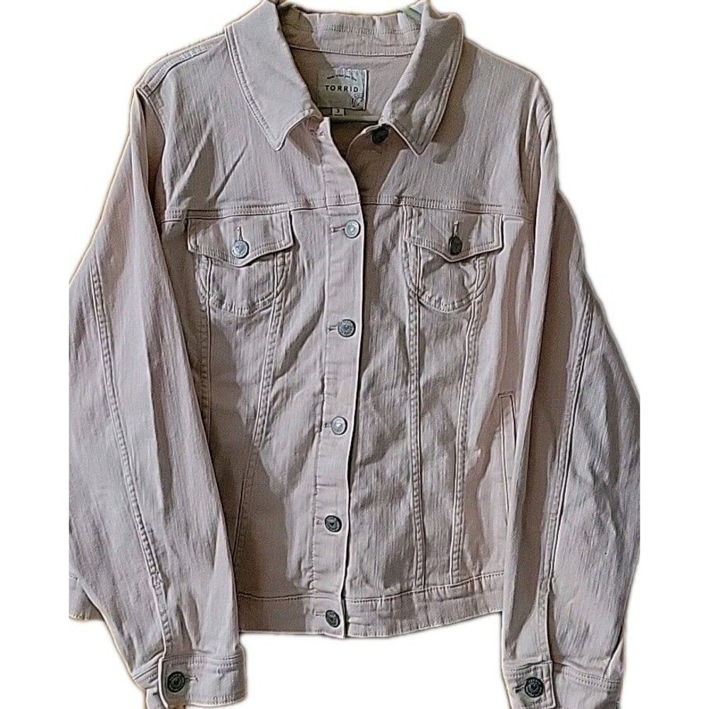 Torrid 3 Light Pink Trucker Denim Jacket 22/24 Button Pockets Preppy 3X